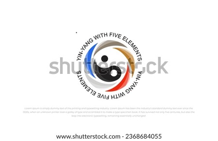yin and yang logo with five elements in circle shape