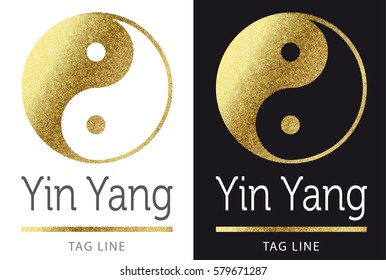 yin yang logo in gold