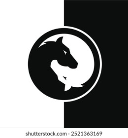 Yin Yang logotipo cavalo cavalos 