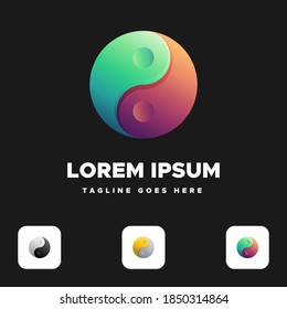 Yin Yang Logo Symbol gradient color