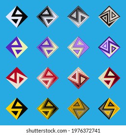 Yin yang logos set. The icons are made with different styling options.

