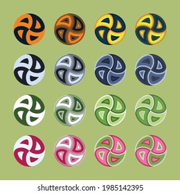 Yin yang logos set. The icons are made with different styling options.
