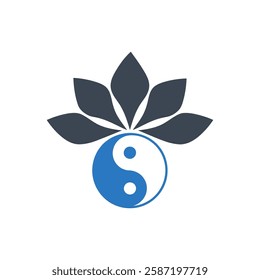 Yin Yang Lotus Icon On White Background