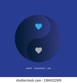 Yin Yang love with heart. happy valentine's day. vector
