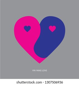 Yin yang love heart - vector