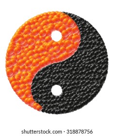 yin and yang made of caviar vector illustration isolated on white background