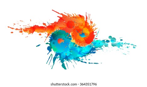 Yin and Yang made of colorful splashes