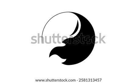 Yin and Yang made of fire and water, black isolated silhouette