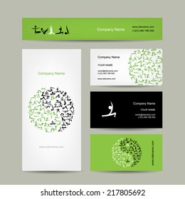 Yin Yang Made From Yoga Asana. Set Of Business Cards Design