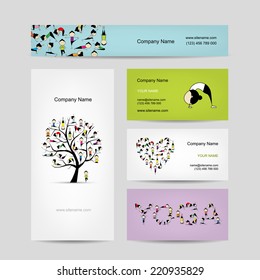 Yin Yang made from yoga asana. Set of business cards design