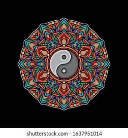 yin yang mandala color design, vector EPS 10