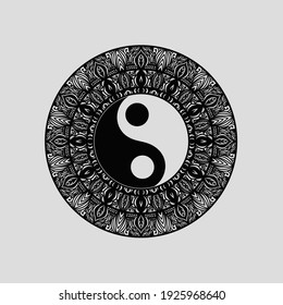 Yin yang mandala graphic trendy design.