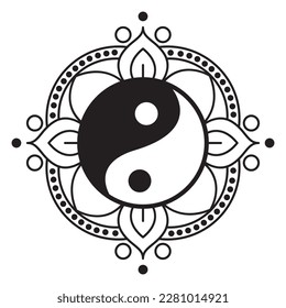 Yin Yang mandala vector icon design. Flat icon.