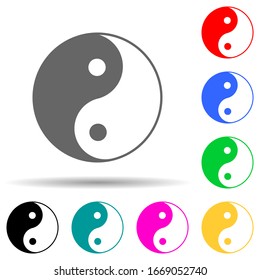 Yin Yang multi color style icon. Simple thin line, outline vector of web icons for ui and ux, website or mobile application