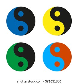 Yin Yang  multicolored set icon, isolated on a white background, vector illustration of a stylish for web design