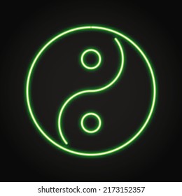 Yin-Yang-Neon-Symbol im Linienstil. Ostersymbol für Harmonie und Gleichgewicht. Vektorgrafik.