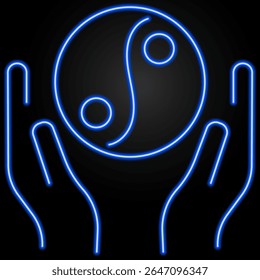sinal de neon yin yang, design de banner brilho moderno, tendência de design moderno colorido no fundo preto. Ilustração vetorial.