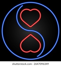 sinal de neon yin yang, design de banner brilho moderno, tendência de design moderno colorido no fundo preto. Ilustração vetorial.