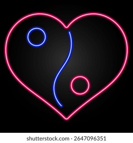 yin yang neon sign, modern glowing banner design, colorful modern design trend on black background. Vector illustration.