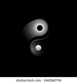 Yin and yang on black background - concept of dualism in ancient Chinese philosophy - popular philosophic symbol in dark creative decoration