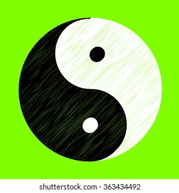 
yin yang on green background