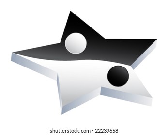 yin and yang on star