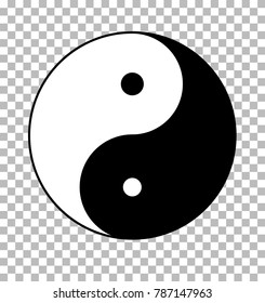 yin yang on transparent background. yin yang sign. flat style.