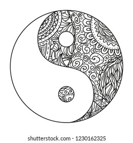 Yin Yang Zentangle Hand Drawn Mandala Stock Illustration 693907084 ...