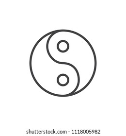 Yin yang outline icon. linear style sign for mobile concept and web design. Religion simple line vector icon. Taoism symbol, logo illustration. Pixel perfect vector graphics