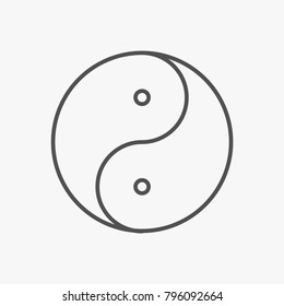 Yin Yang outline icon on white backround
