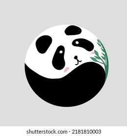 Yin Yang Panda cute logo vector illustration	