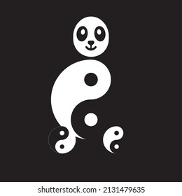 yin and yang panda illustration