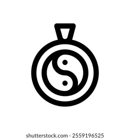 Yin yang pendant. Editable stroke vector icon.