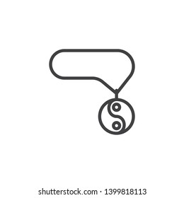 Yin Yang pendant line icon. linear style sign for mobile concept and web design. Yin Yang chain necklace outline vector icon. Symbol, logo illustration. Vector graphics