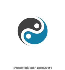 Yin Yang People Concept Design Vector Icon Illustration Template