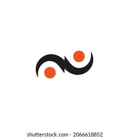 Yin Yang People Or  Letter N People Icon Vector Concept Design Template 