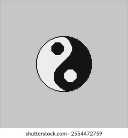 yin yang, pixel art symbol illustration 