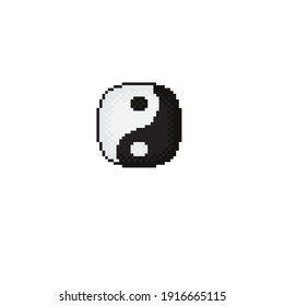 Yin Yang pixel art. Vector illustration. Chinese New Year.