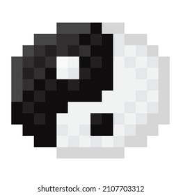 Imagen de píxel Yin Yang. Ilustración vectorial. Año Nuevo Chino.