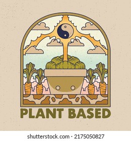 Yin Yang plant based illustration. Design for merchandise, tshirt, emblem, sticker