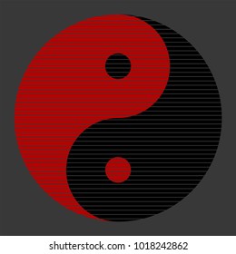 Yin and Yang Red and Black Vector Symbol Design