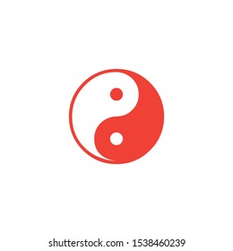 Yin And Yang Red Icon On White Background. Red Flat Style Vector Illustration