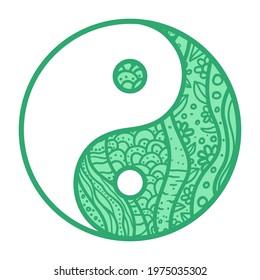 Yin and Yang. Religious symbol. Religion. Hand drawn circle sign on isolation background