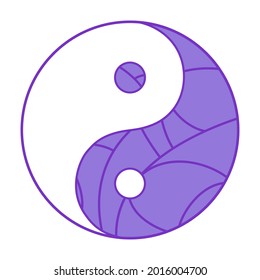 Yin and Yang. Religious symbol. Religion. Hand drawn circle sign on isolated background. Colorful illustration