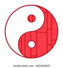 Yin and Yang. Religious symbol. Religion. Hand drawn circle sign on isolated background. Colorful illustration