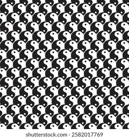 Yin and yang Seamless pattern. Yin and yang on white background. EPS 10 Vector illustration