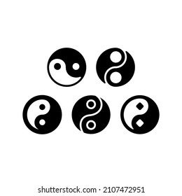 Yin Yang conjunto icono aislado en fondo blanco