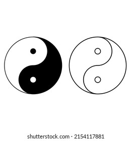 Yin yang set symbol of harmony and balance , line collection icon isolated on white background. Japan culture style .