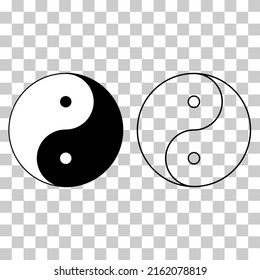 Yin yang set symbol of harmony and balance , line collection icon isolated on white background. Japan culture style .