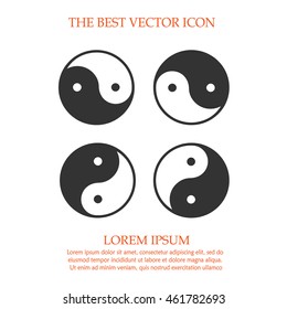 Yin yang set symbol vector icon. Jing Jang simple isolated sign.